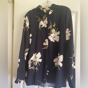 Beautiful ladies long Sleeved blouse  navy background